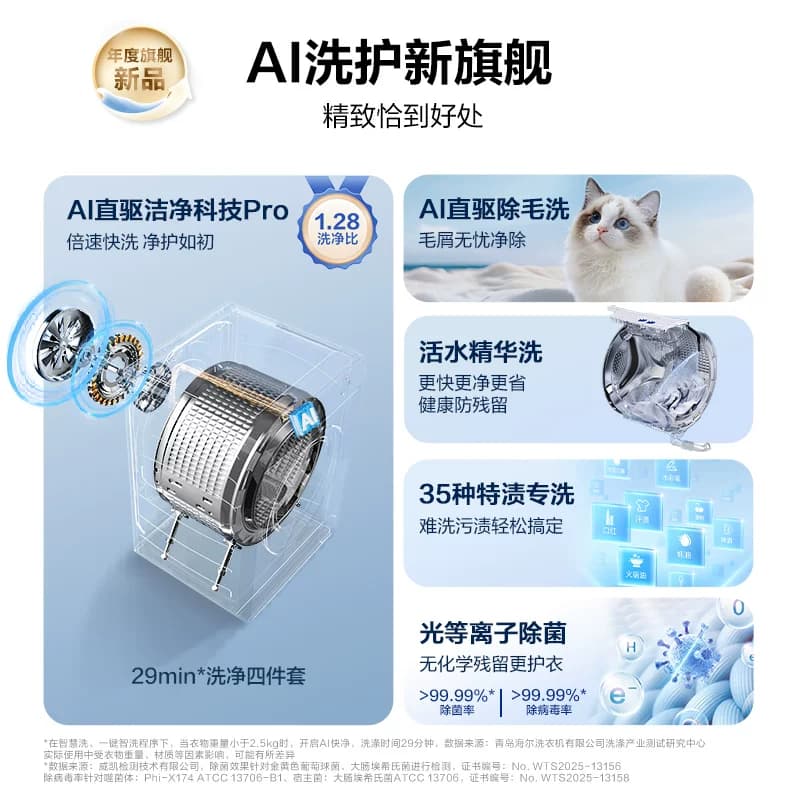 [云溪4.0 pro]海尔直驱超薄全自动大容量家用滚筒洗衣机75DW - 缩略图2