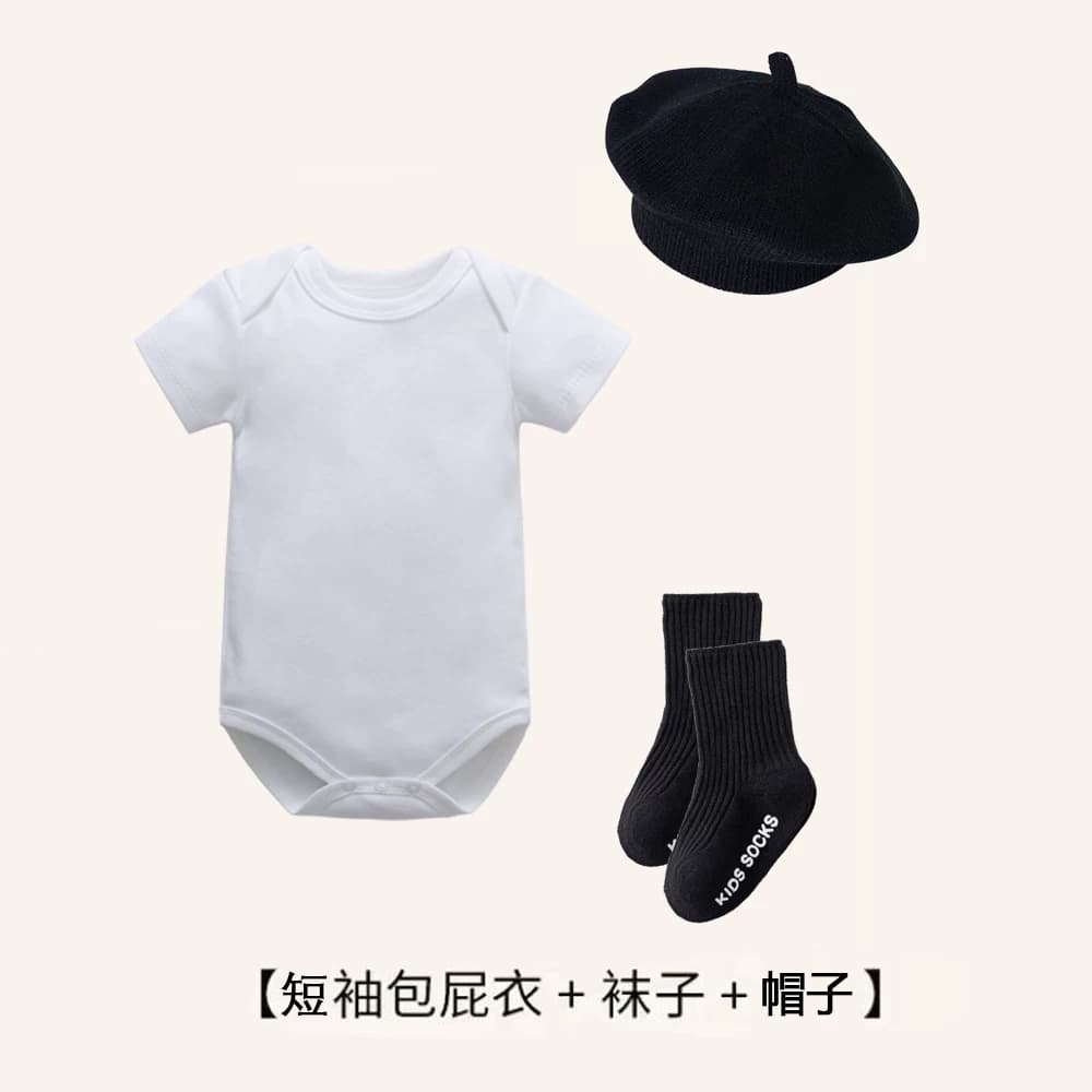新款婴幼儿套装宝宝包屁衣百天满月拍照小月龄哈衣柔软连体衣服 - 缩略图4