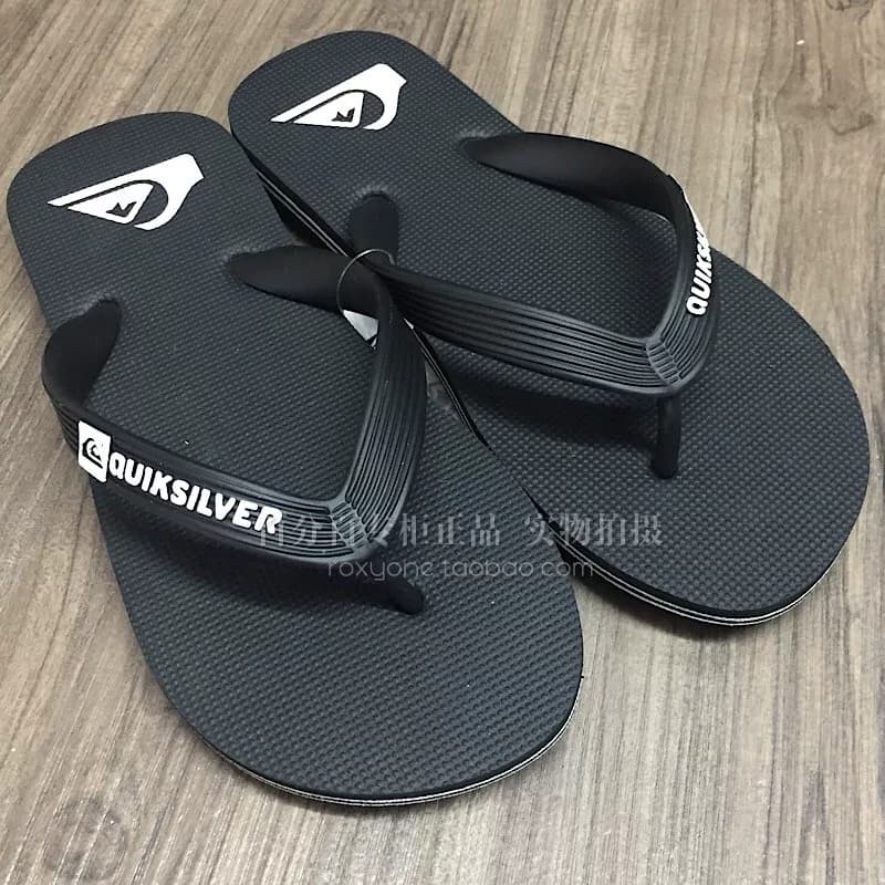 Quiksilver2026新款潮牌速干凉鞋防滑沙滩拖鞋纯黑色鞋面夏人字拖 - 缩略图2