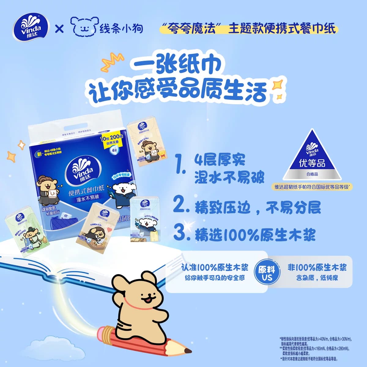 【下拉详情享补贴】维达x《夸夸小狗》开学季联名新品超韧手帕纸 - 缩略图5