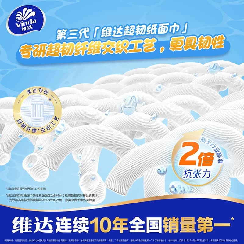 【下拉详情享补贴价】维达超韧抽纸3层150抽40包S码纸巾新旧交替 - 缩略图2