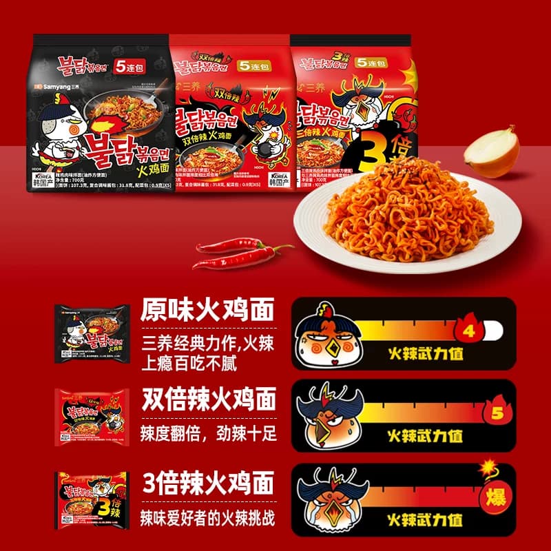 韩国进口Samyang/三养火鸡面140g*5袋夜宵方便面拉面泡面速食面 - 缩略图3