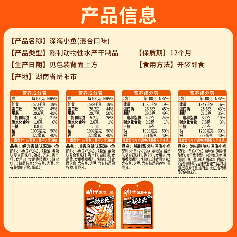 劲仔香辣味小鱼鱼仔深海鳀鱼鱼干怀旧耐吃凑单解馋年货小吃零食 - 缩略图5