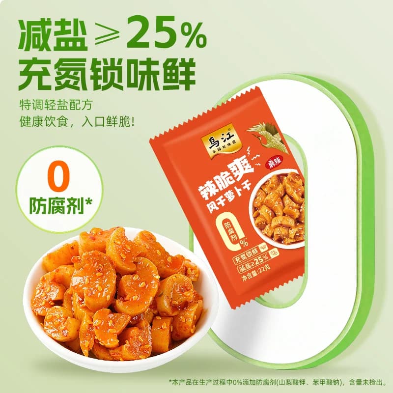 乌江麻辣脆爽风干萝卜干22g*12袋佐餐配粥爽辣过瘾下饭泡菜咸菜 - 缩略图4