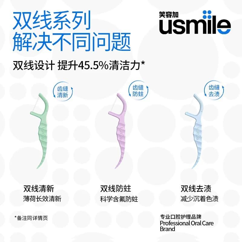 【成毅同款】笑容加usmile超细双线一次性便携牙线棒净皓茉莉牙签 - 缩略图4