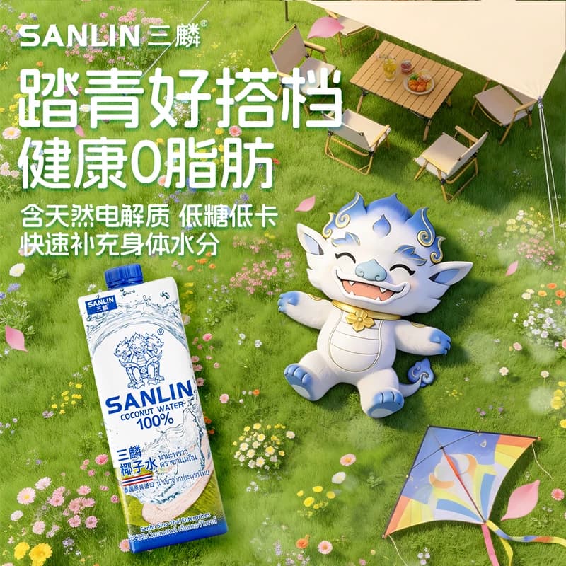 泰国 三麟100%椰子水含天然电解质NFC椰青果汁1L*1瓶家庭装 - 缩略图4