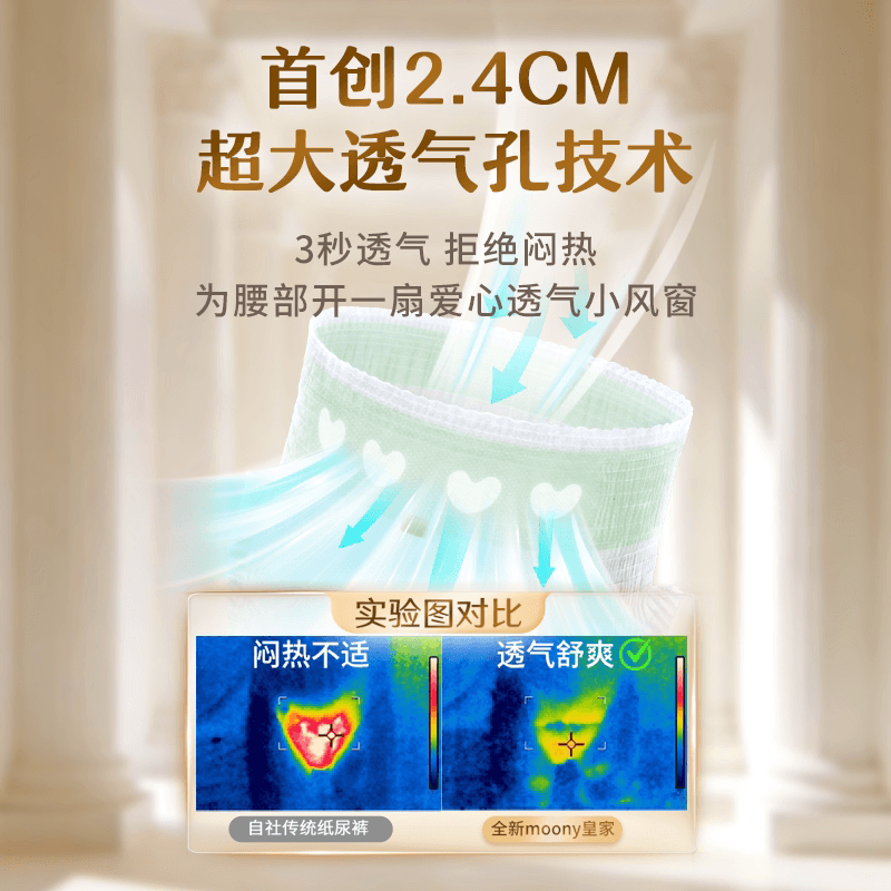 尤妮佳moony慕怡皇家佑肌贵族棉新生儿腰贴婴儿纸尿裤NB/S/M/L/XL - 缩略图5