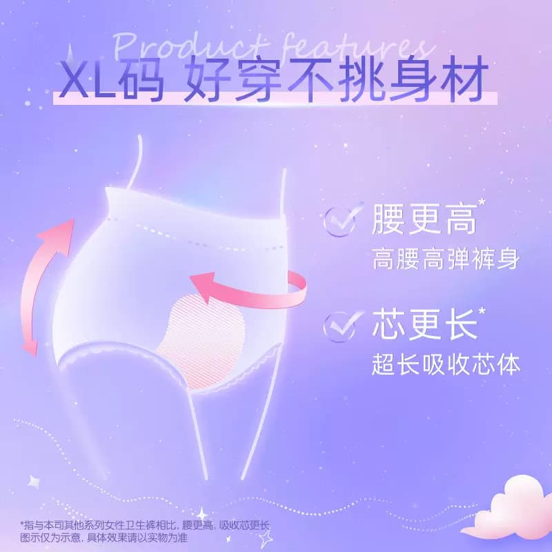 【优于新国标】洁婷卫生巾安睡裤绵柔亲肤高腰防漏超薄 - 缩略图4