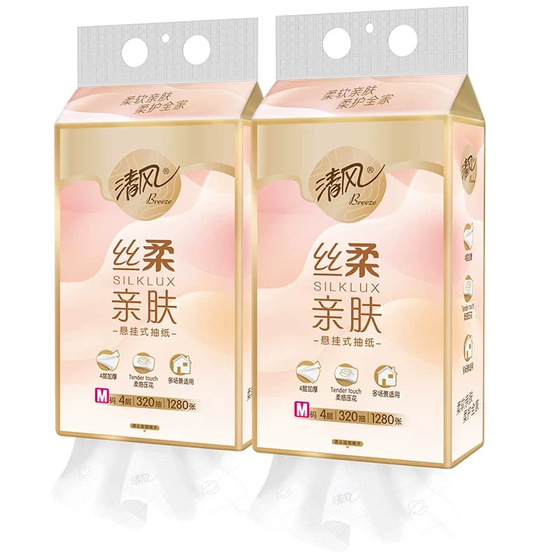 【下拉享优惠】清风丝柔悬挂式抽纸M码4层320抽2提挂抽卫生纸巾 - 缩略图2