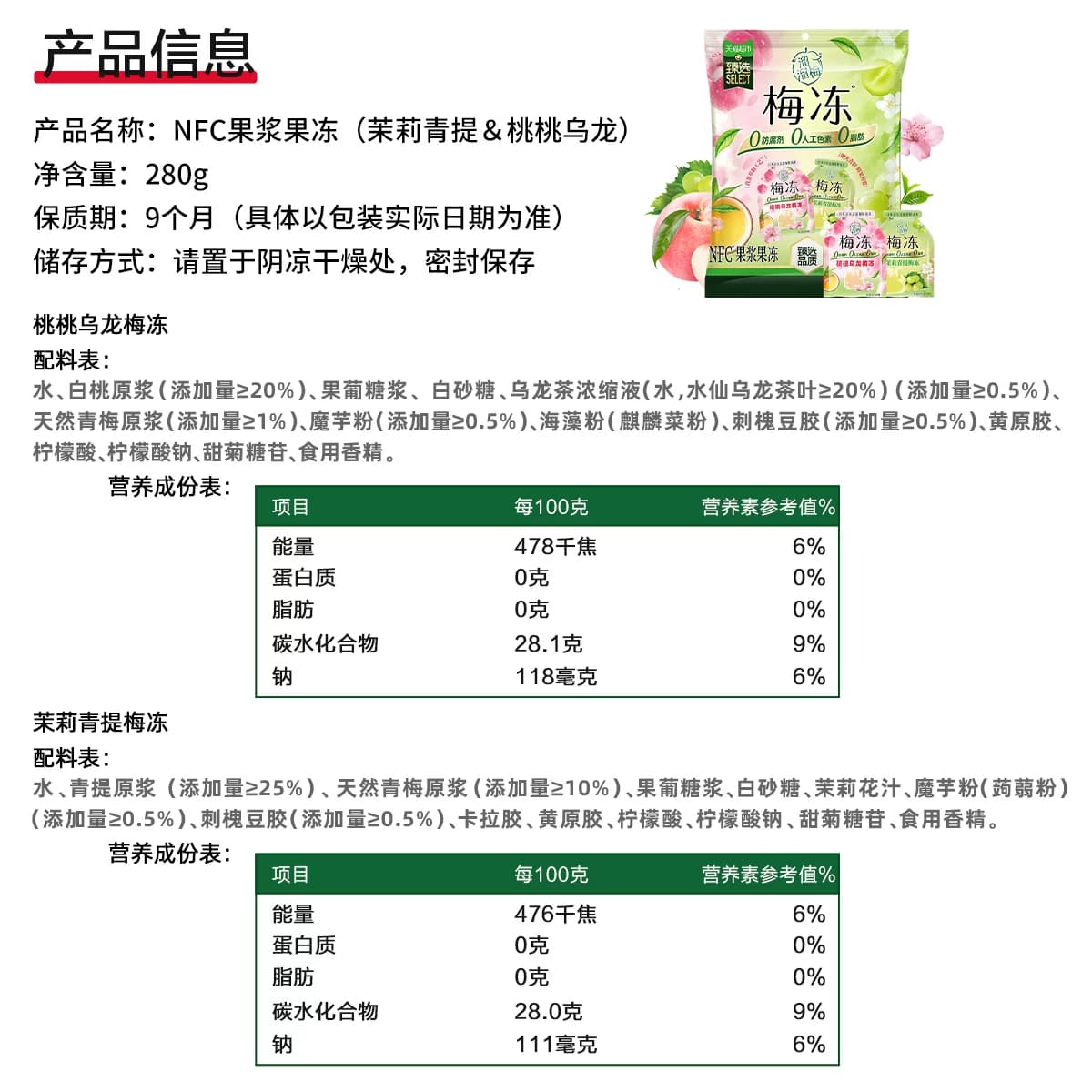 猫超臻选溜溜梅桃桃乌龙茉莉青提NFC梅冻儿童休闲聚会必备零食 - 缩略图5
