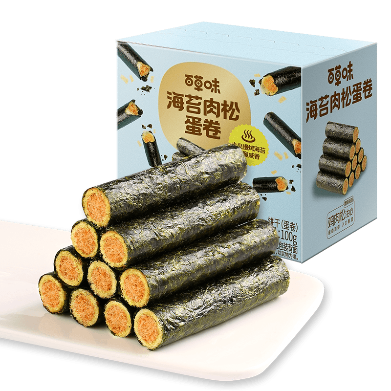 百草味海苔肉松蛋卷休闲食品夹心零食小吃网红海味饼干即食 - 缩略图2