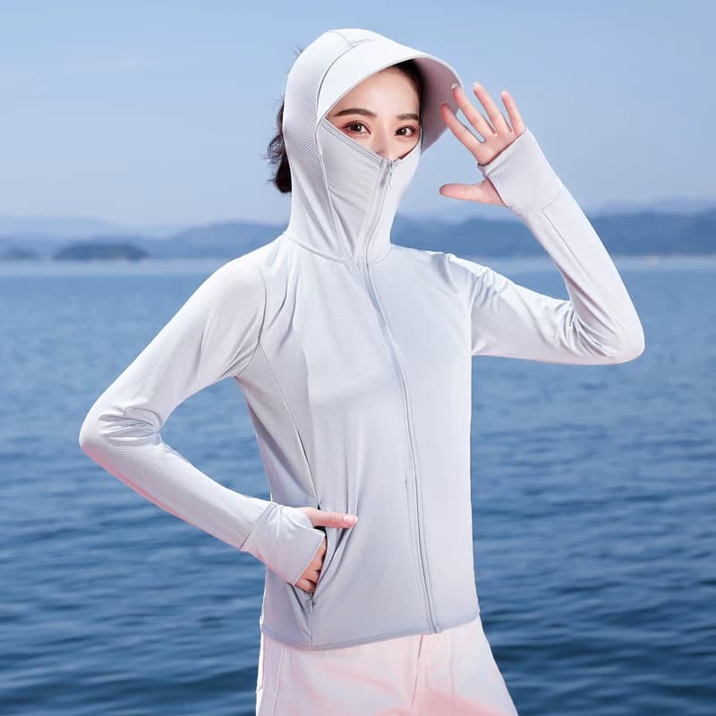2026夏新款防晒衣女防紫外线连帽长袖透气冰丝薄款骑车运动短外套 - 缩略图5