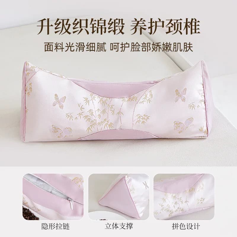 荞麦三角枕护颈椎睡眠花草枕织锦缎新中式亲肤养脖家用荞麦枕 - 缩略图2
