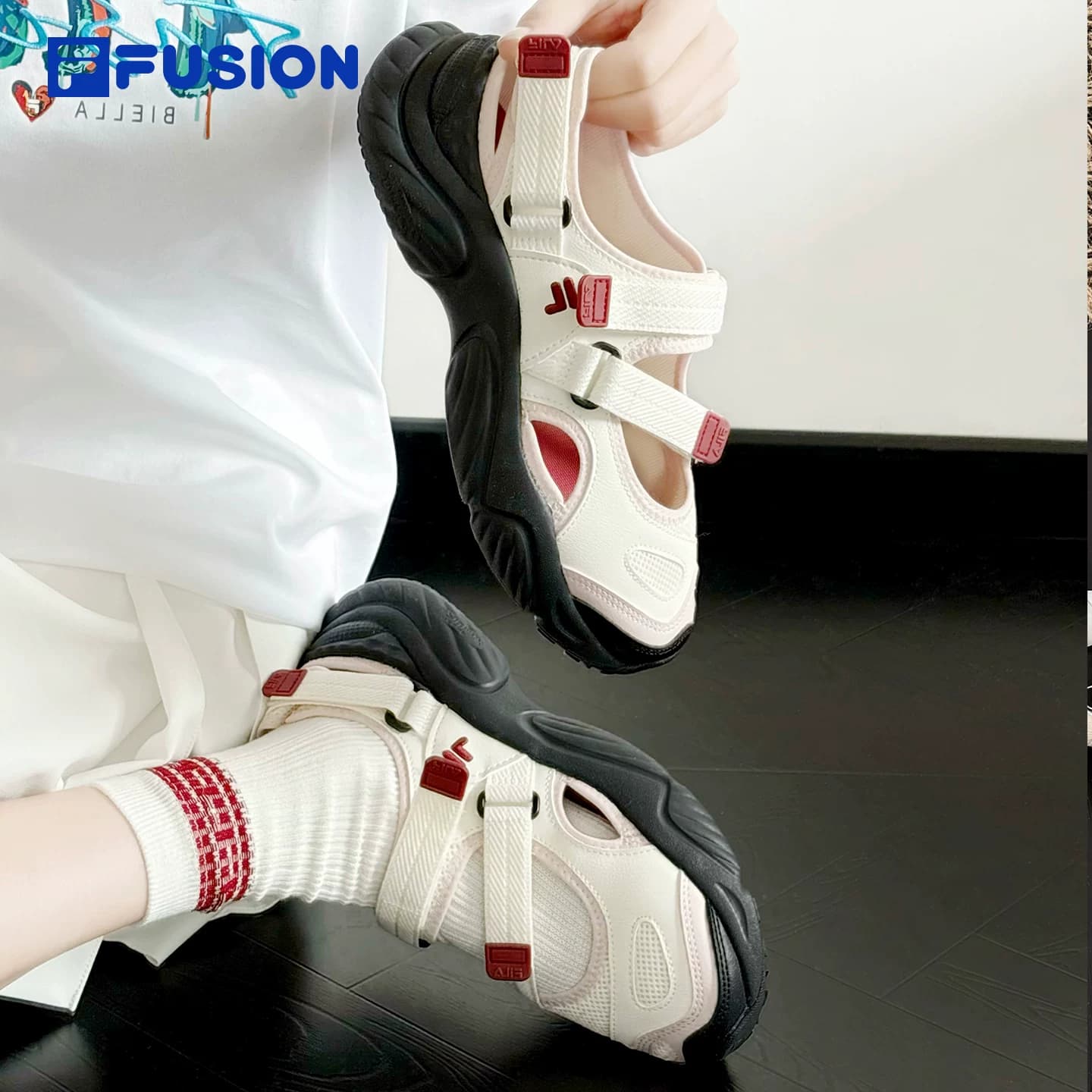 FILA FUSION斐乐玛丽珍海螺鞋运动凉鞋夏季透气魔术贴休闲女鞋子 - 缩略图4