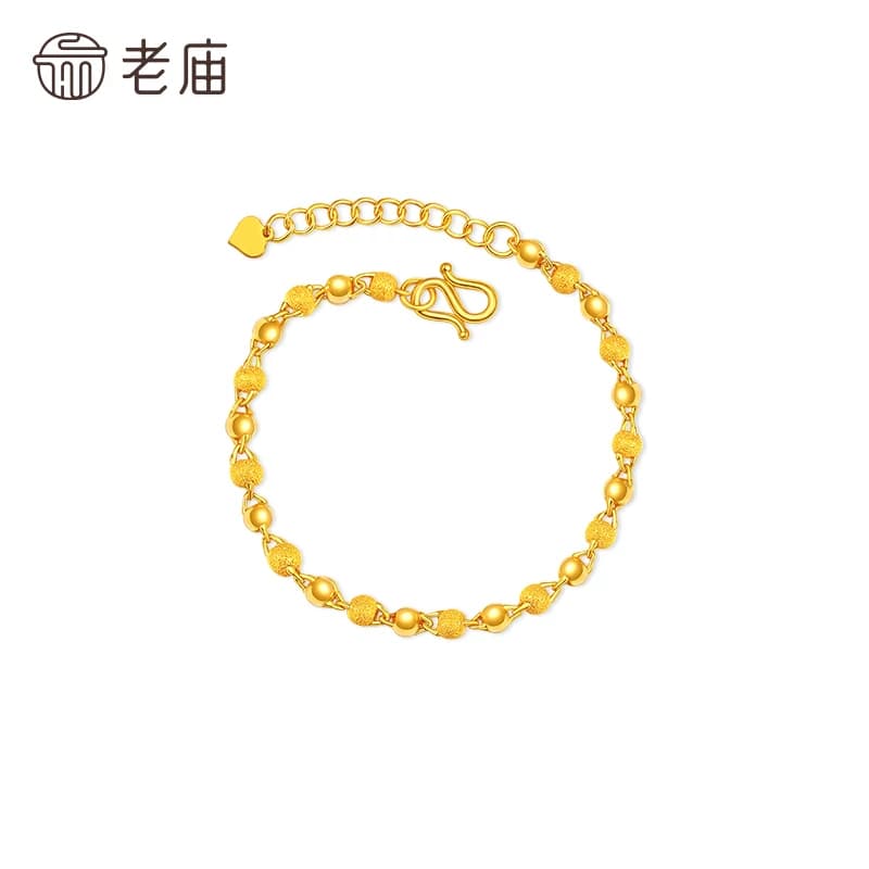 老庙黄金足金磨砂间光珠手链女基础链链转运珠送特价款 - 缩略图5