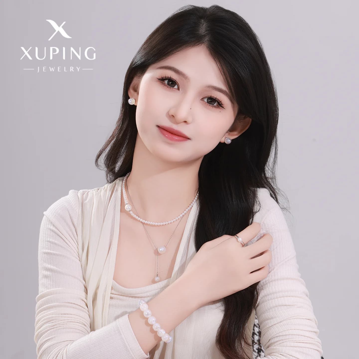 旭平月白樱落人鱼姬眼泪仿珍珠流苏项链女法式轻奢高级感锁骨链女 - 缩略图4