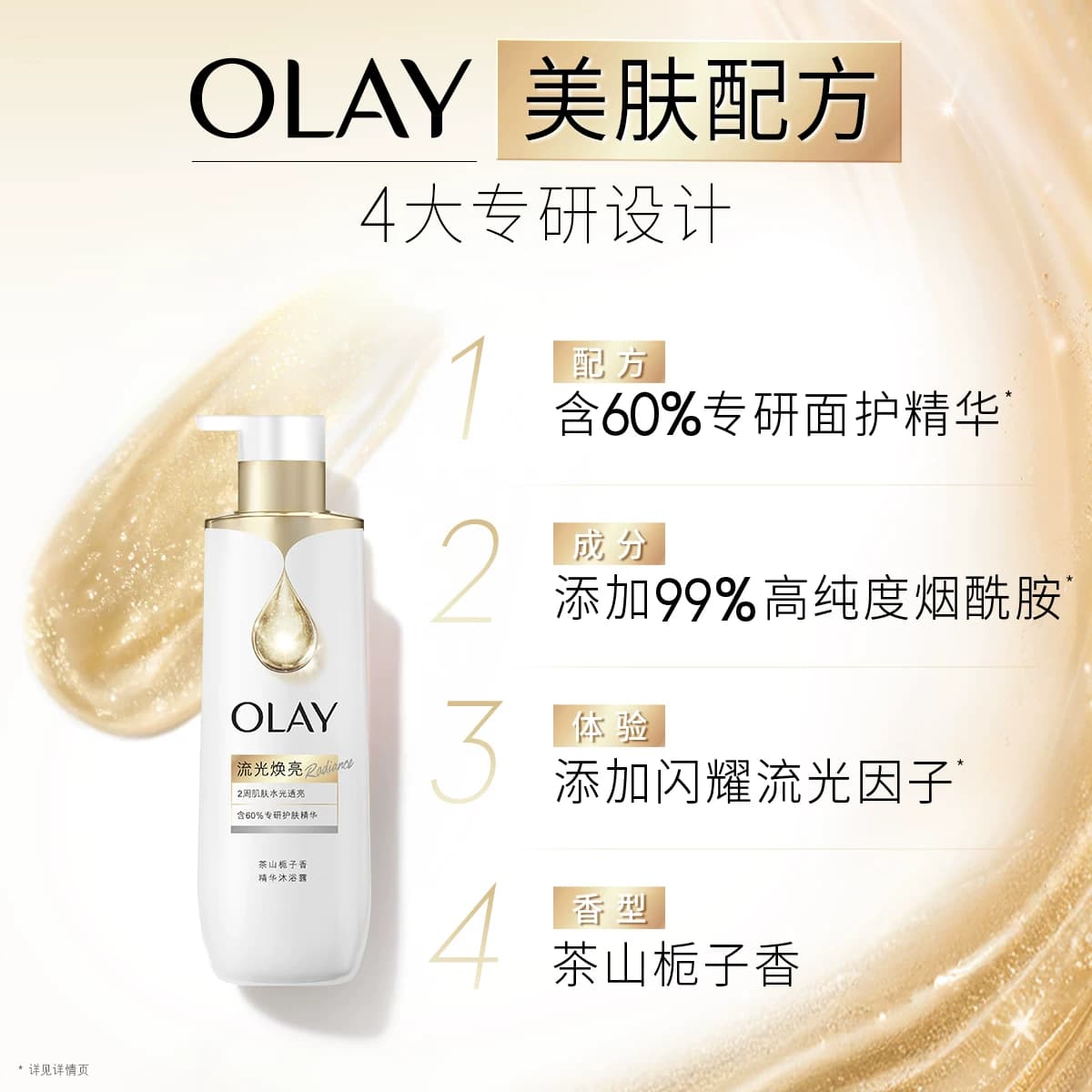 OLAY烟酰胺流光焕亮沐浴露鎏金男女士精华流金瓶果酸沐浴液大瓶装 - 缩略图2