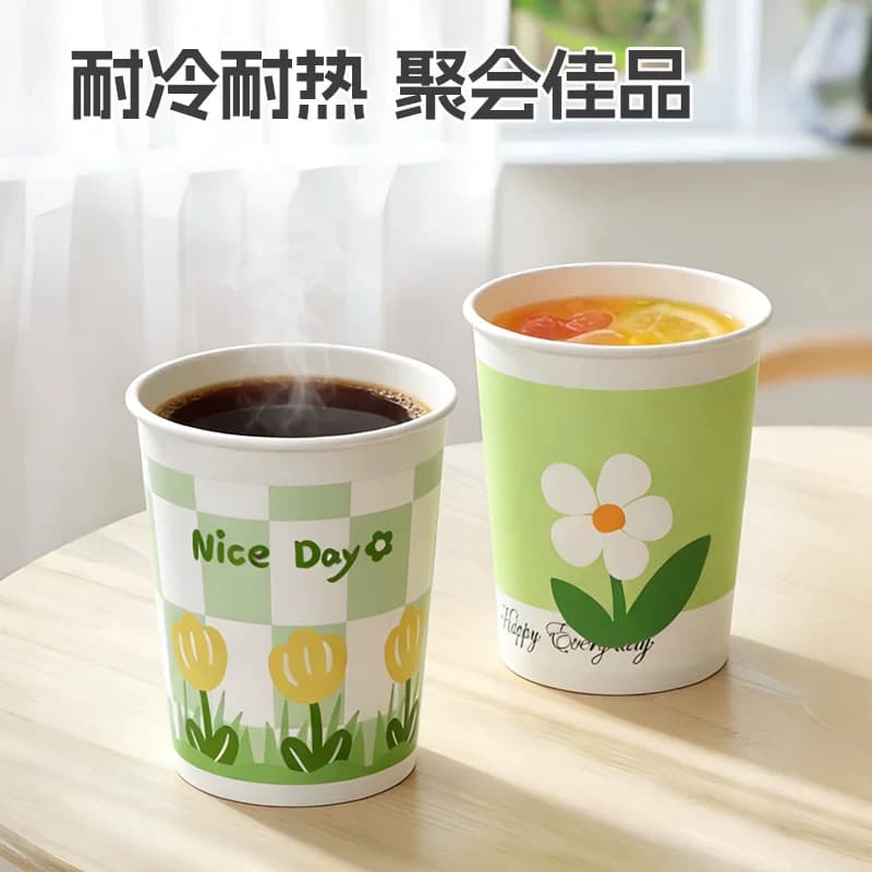 云蕾一次性杯子茶水杯野餐露营纸杯大号装办公室饮料杯商用招待 - 缩略图3