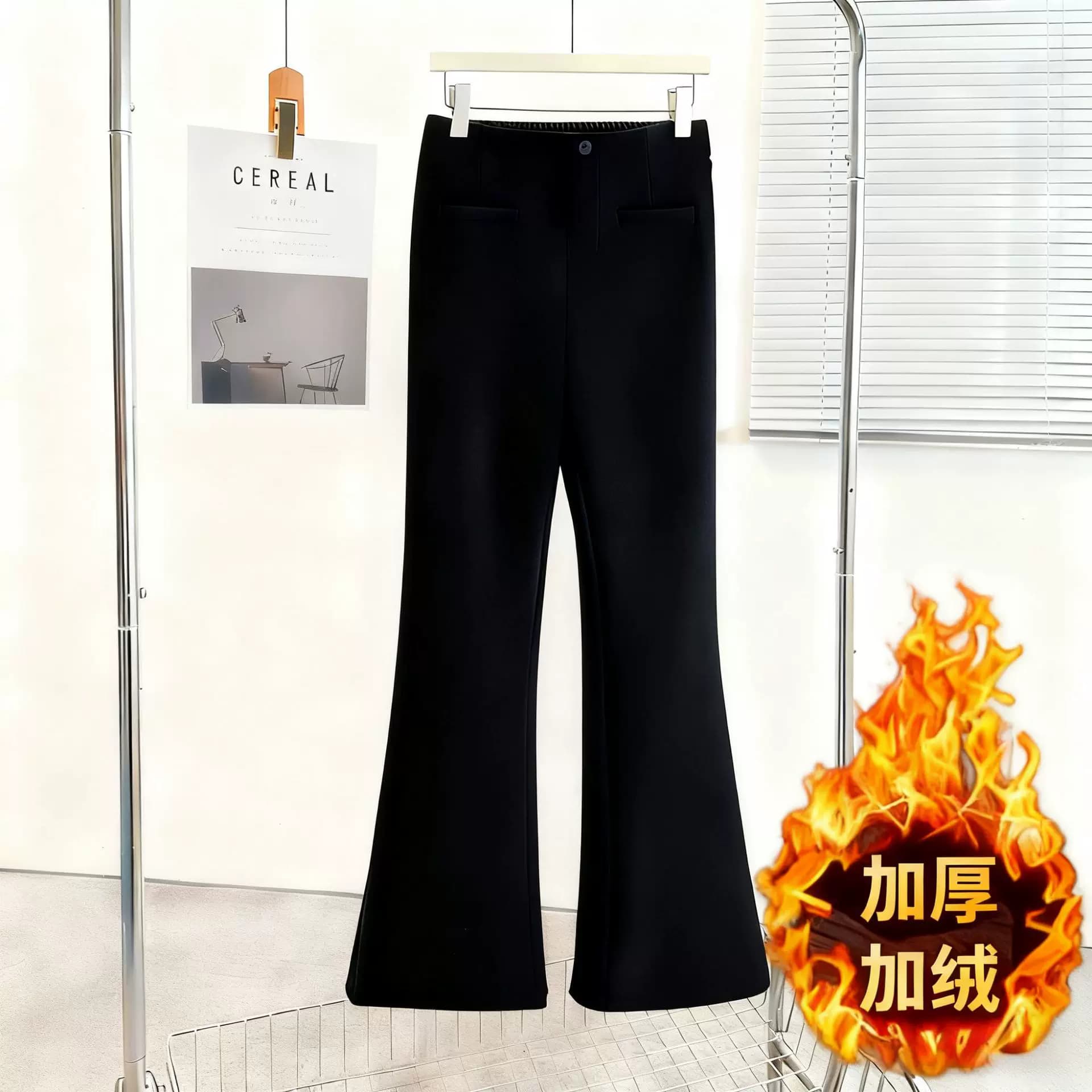 300斤裤子女秋冬加大码西装休闲裤2026新款高腰显瘦窄版微喇叭裤 - 缩略图3