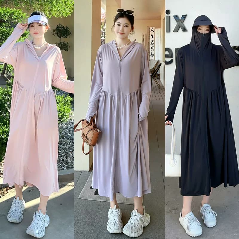 特大码防晒衣女加肥加大防紫外线长款全身防晒服冰丝透气200斤240 - 缩略图2