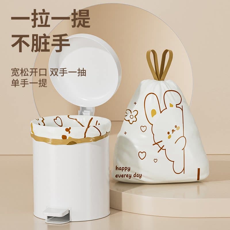 偷看兔印花免撕抽绳垃圾袋家用厨房加厚防漏大号自动收口垃圾袋 - 缩略图2