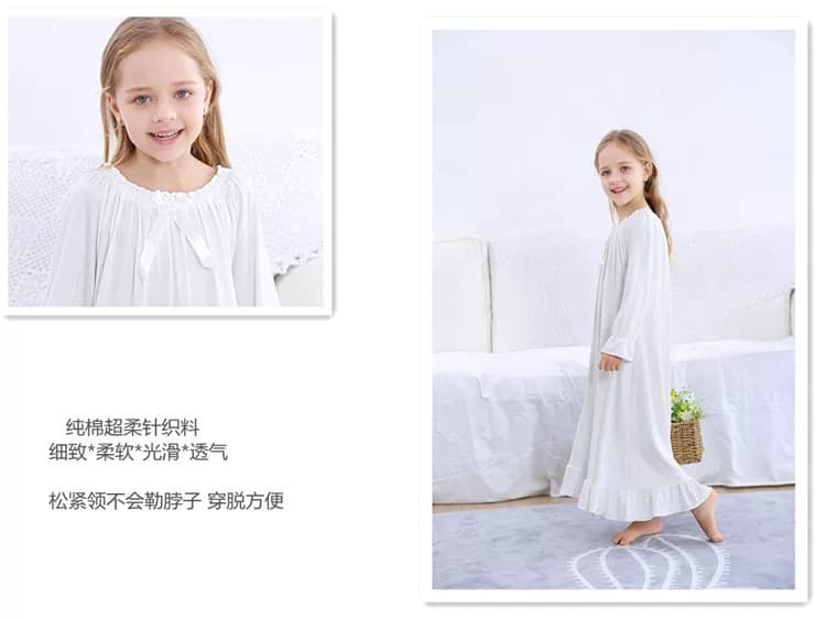 2018新品春秋季女童装女孩宝宝长袖纯棉长款韩母女亲子版公主睡裙 - 缩略图4