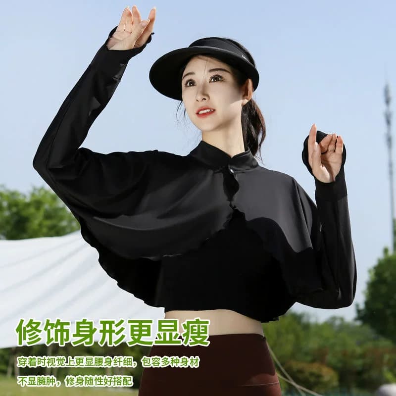 立领冰丝防晒衣女短款披肩外套透气防紫外线遮阳户外开车百搭披肩 - 缩略图4