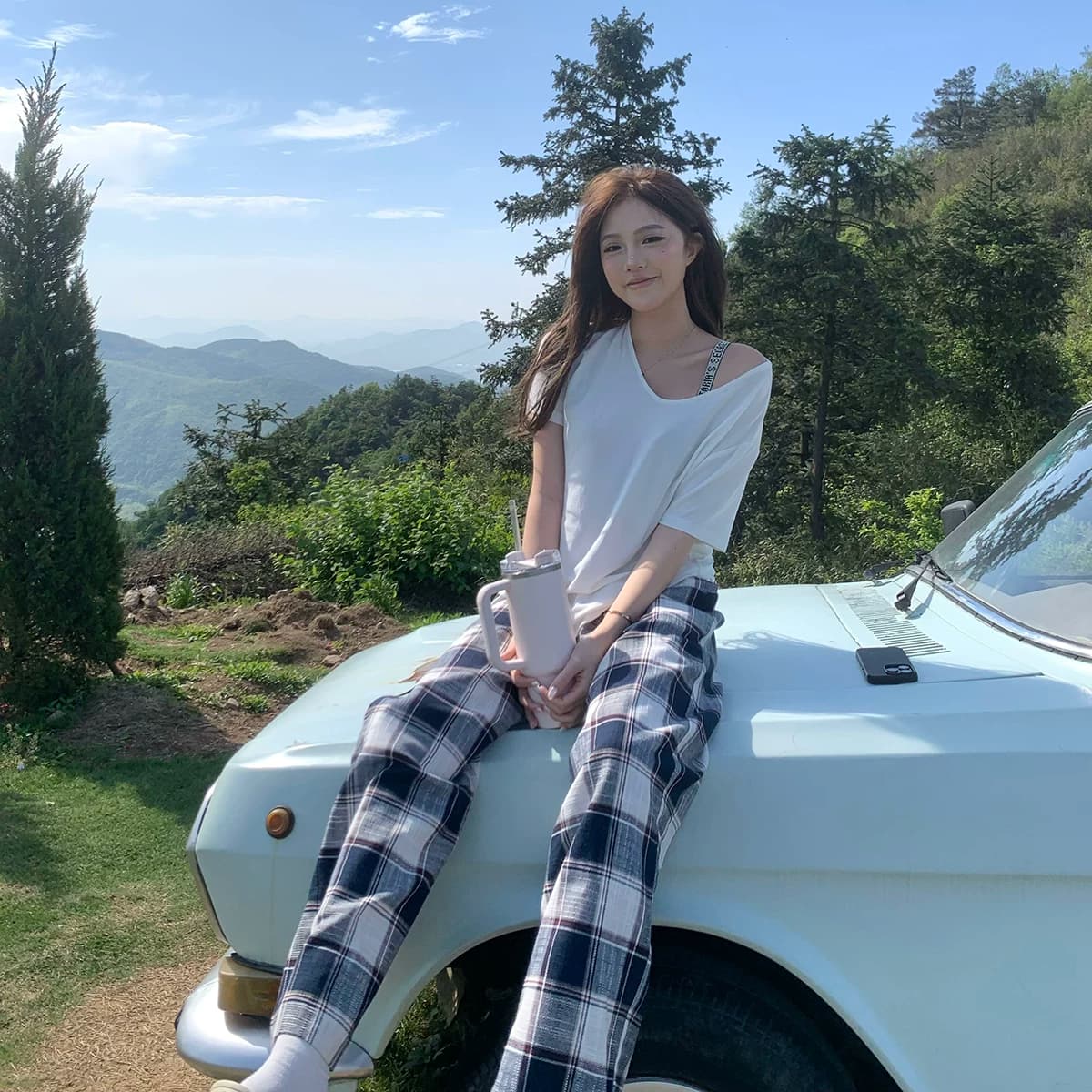 sunn21 冰爽莱赛尔可斜肩短袖T恤女夏季显瘦限量款休闲上衣露肩 - 缩略图4