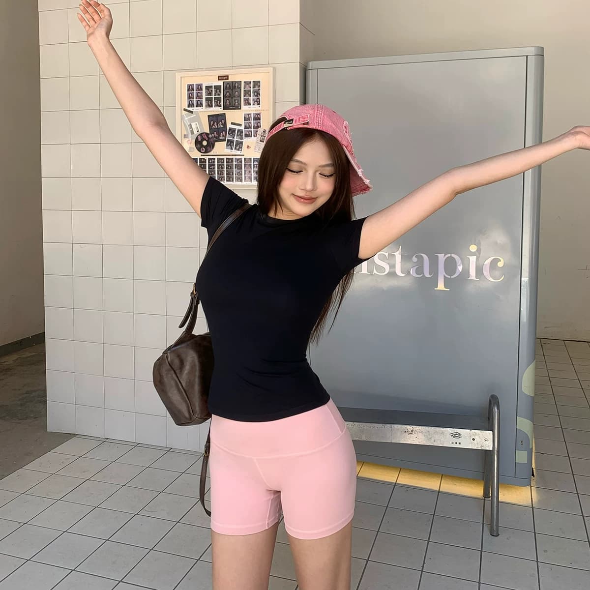 sunn21 卡戴珊风夏日黑色短袖T恤女夏季高密四面弹显瘦内搭上衣 - 缩略图3