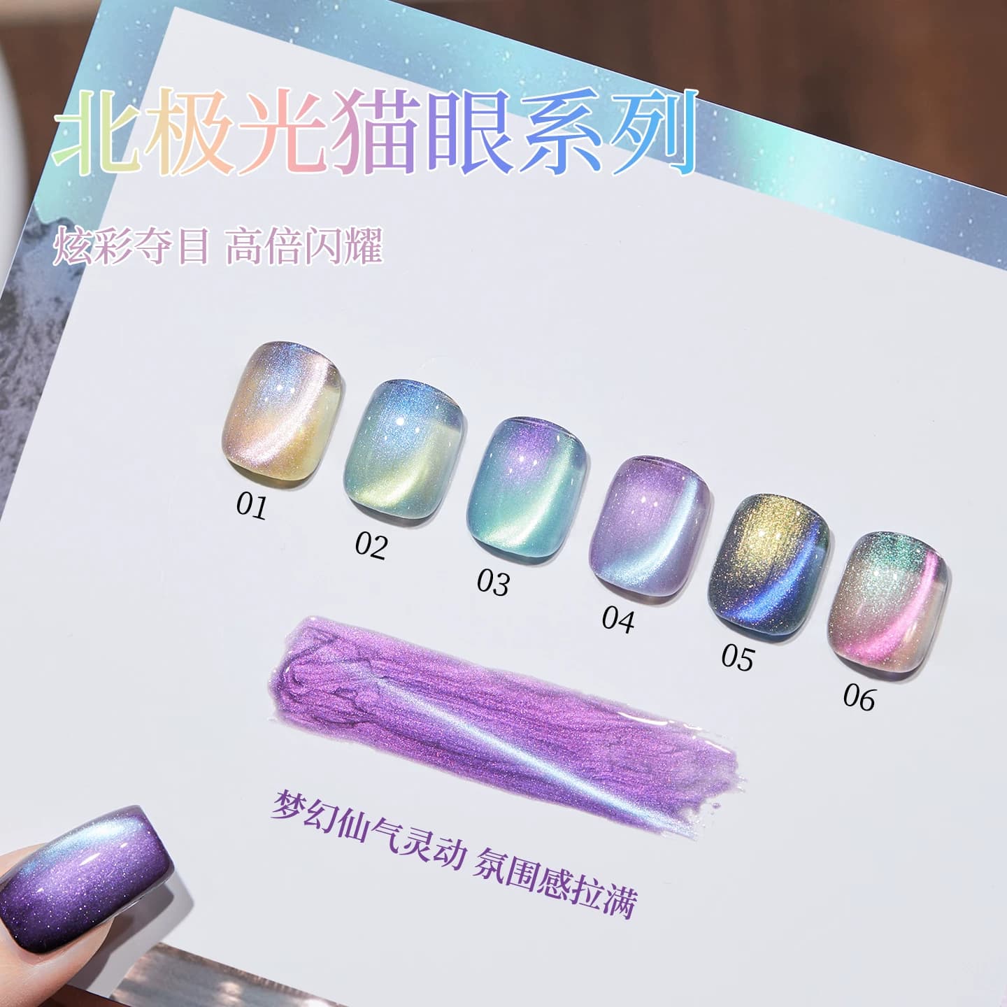 宝诗曼北极之光猫眼指甲油胶2026年新款爆闪七彩玻璃珠晶石猫眼胶 - 缩略图4