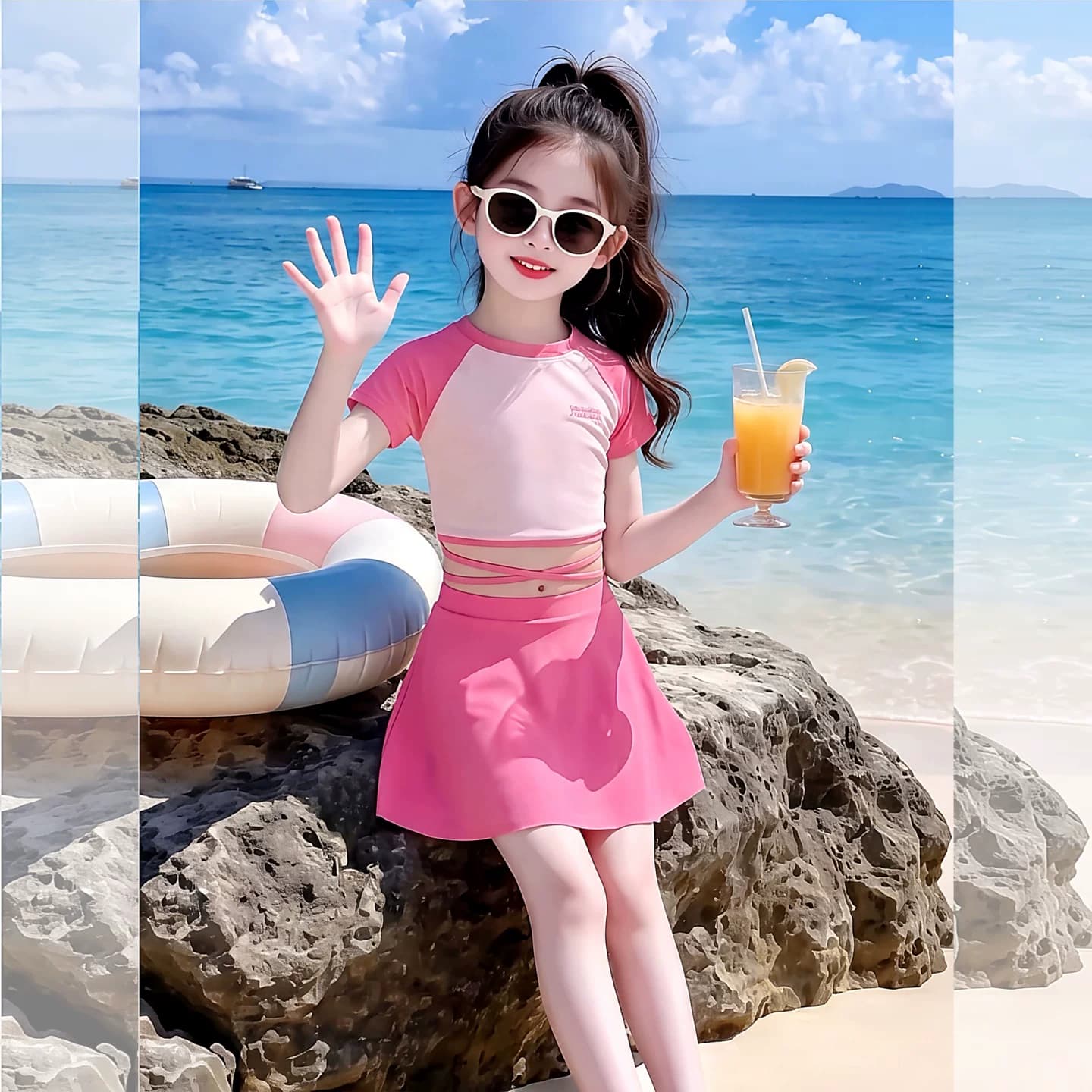 女童泳装2026夏季新款中大童洋气女孩高级感温泉泳衣儿童公主泳裙 - 缩略图3