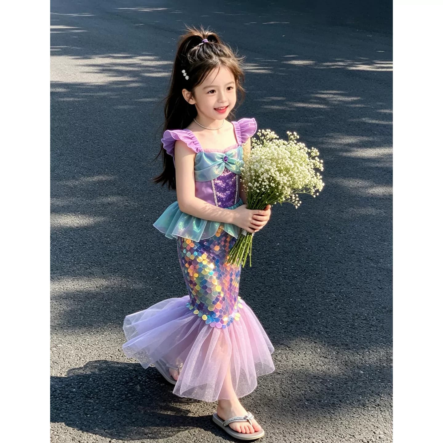 女童美人鱼连衣裙夏装2026新款儿童夏季绝美裙子小女孩亮片公主裙 - 缩略图2