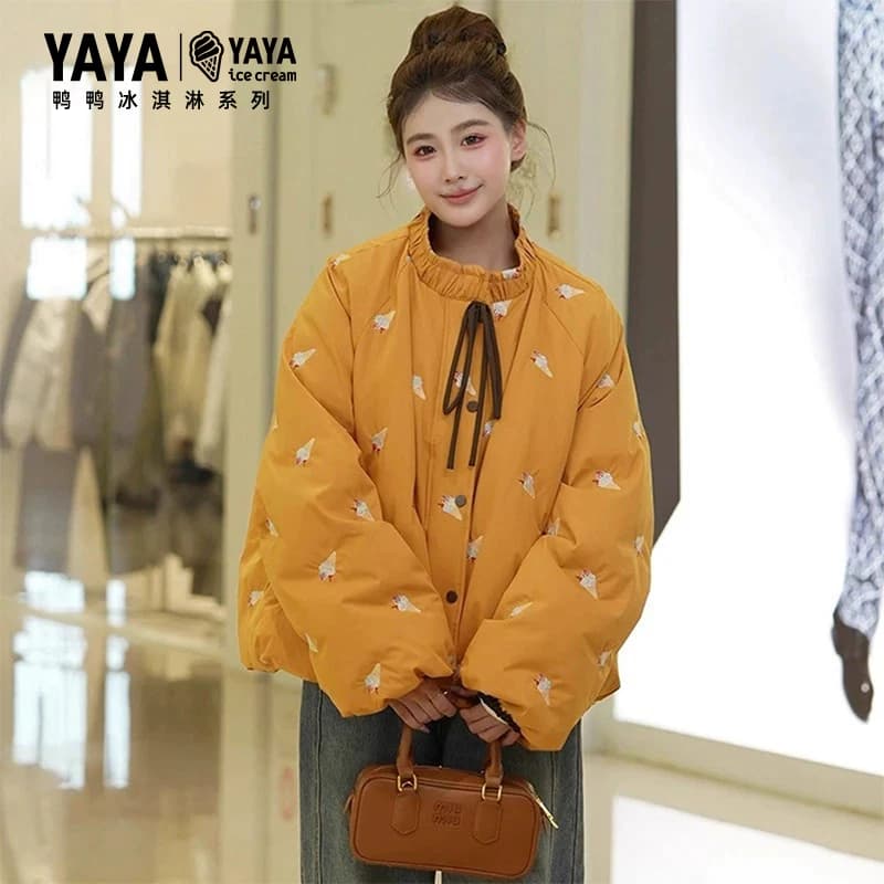 【冰淇淋系列】鸭鸭羽绒服女2026年反季小个子保暖休闲短款外套J - 缩略图2