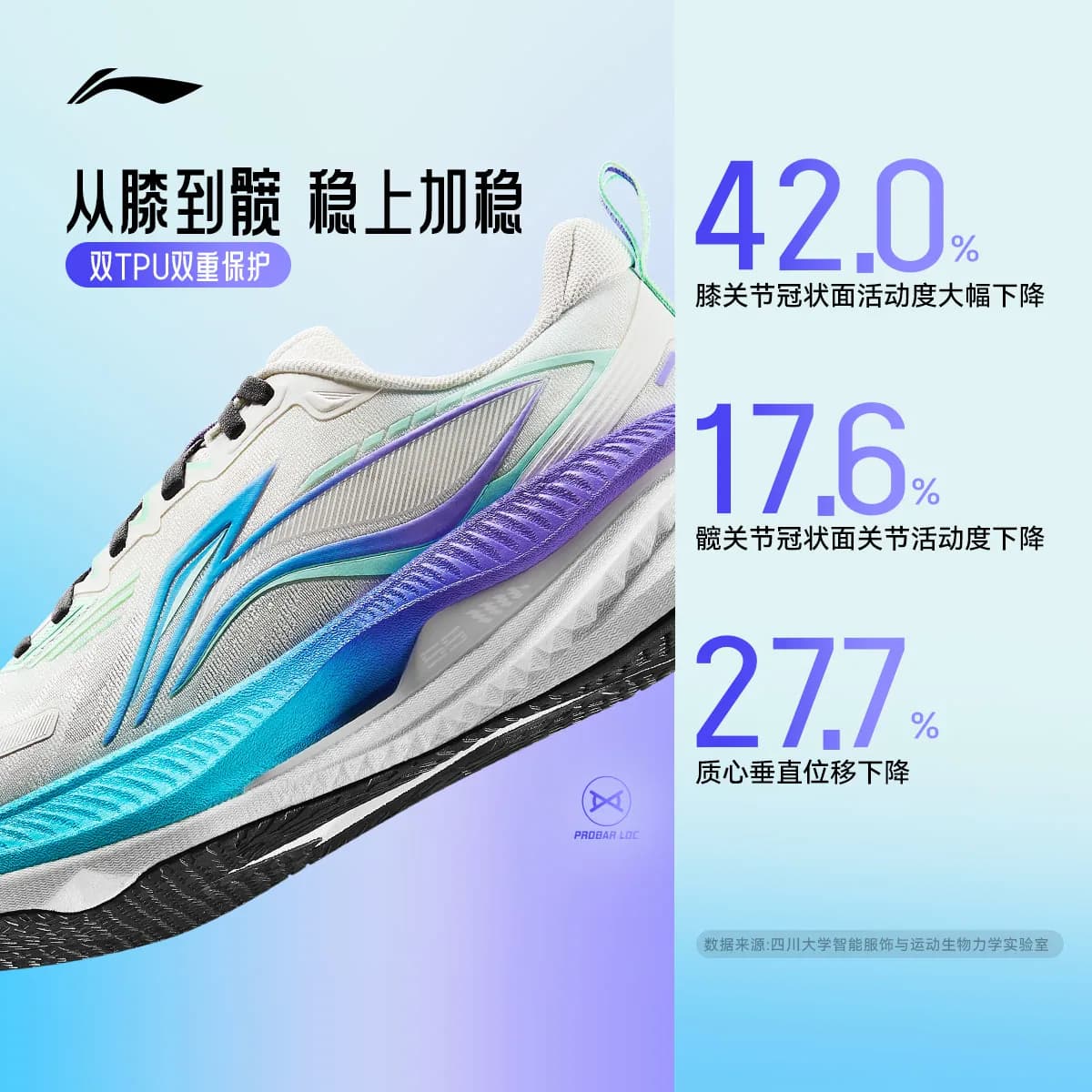 李宁吾适6 | 双层䨻减震跑步鞋男士新款学生青少年透气专业运动鞋 - 缩略图3