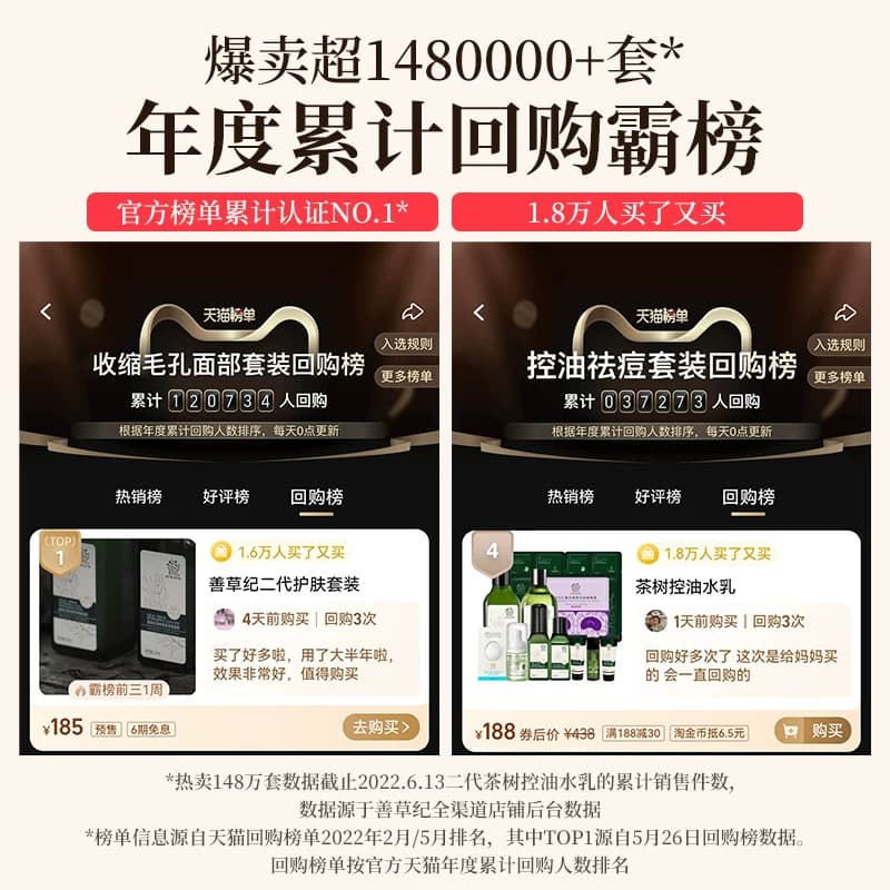 善草纪二代茶树水乳套装油皮混油皮补水保湿清爽控油收敛学生护肤 - 缩略图3