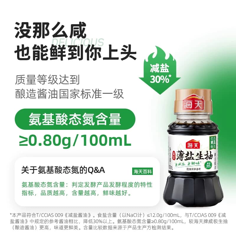 【天猫U先】海天薄盐生抽100ml非转基因黄豆酿造生抽酱油提鲜增味 - 缩略图3