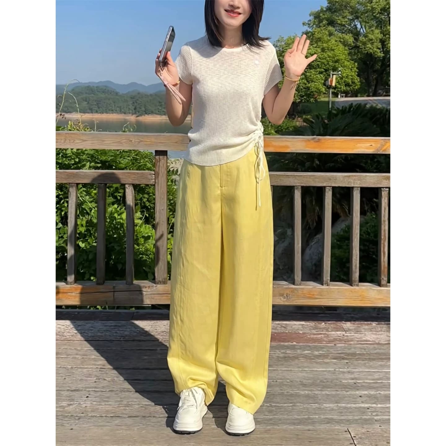夏季新款天丝亚麻香蕉裤女休闲高腰直筒垂感阔腿裤显瘦百搭弯刀裤 - 缩略图5