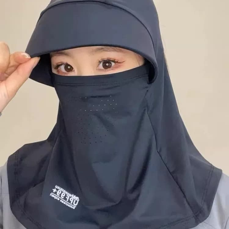 夏季全脸基尼冰丝遮阳帽子女防晒帽防紫外线户外骑行护颈一体面罩 - 缩略图4