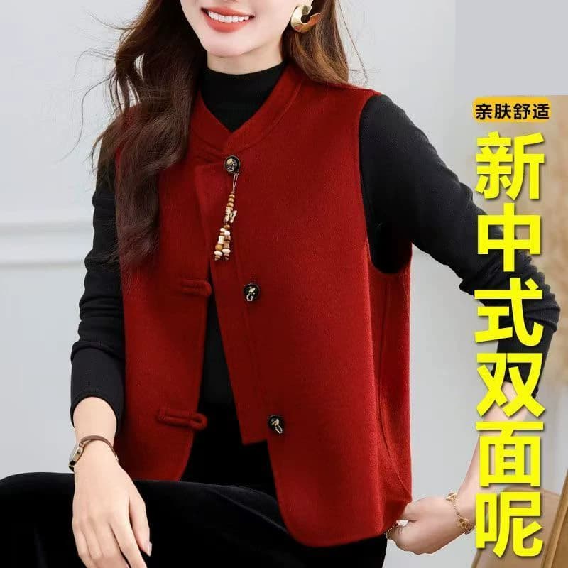 单排扣羊毛双面呢国风马甲女春秋2026新款新中式气质无袖背心上衣 - 缩略图4