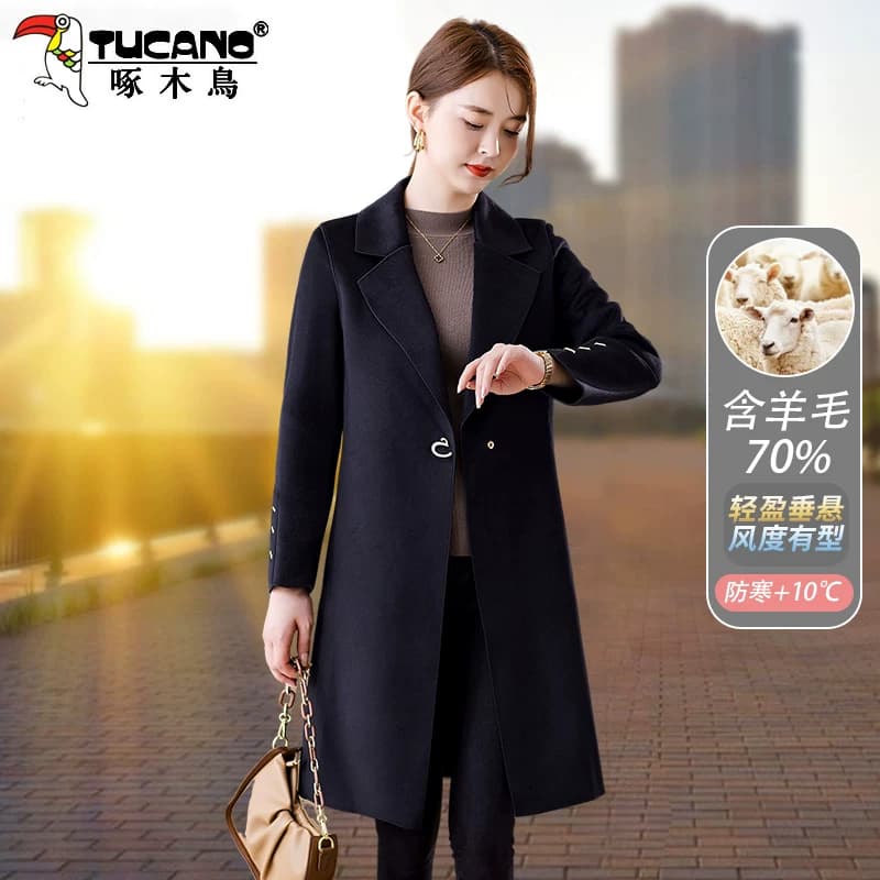 高档中长款毛呢外套女2025秋冬新款中年妈妈装高级感双面羊绒大衣 - 缩略图4