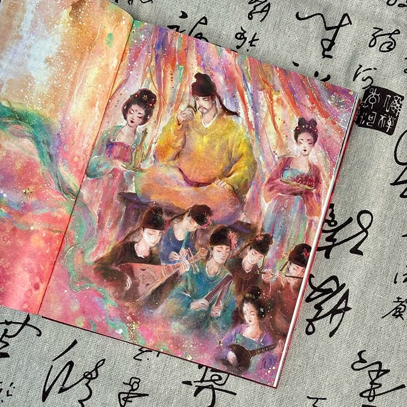 华夏奇谭-八十余幅水墨插画奇丽妖冶-高档特种纸全彩印刷-粟冰箱 著-逸书 绘-仿古锁线贴布精装 - 缩略图4