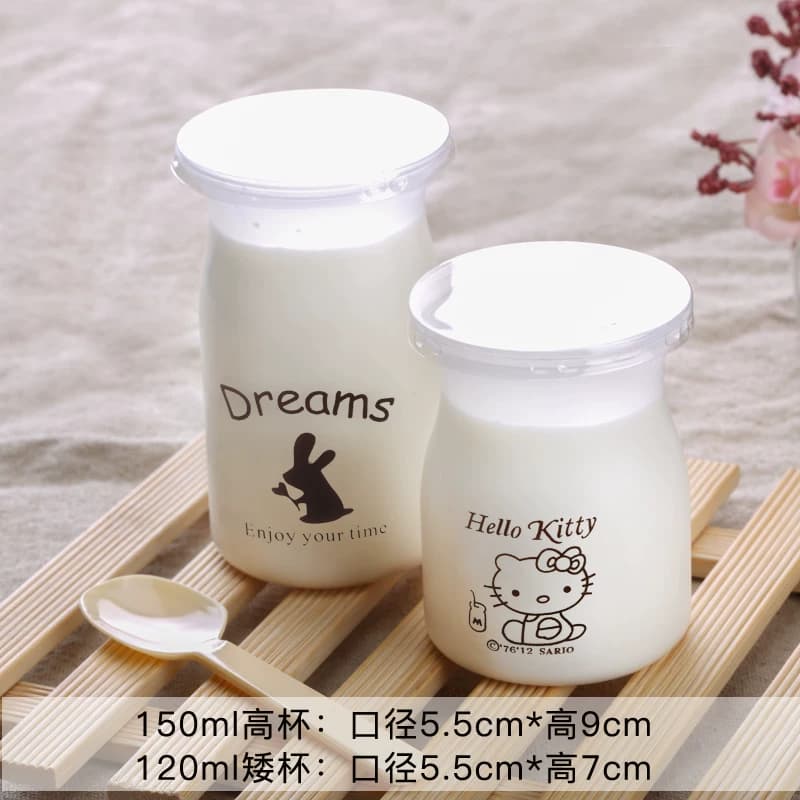 一次性酸奶瓶耐高温布丁杯甜品塑料瓶加厚PP注塑杯双皮奶杯带盖 - 缩略图2