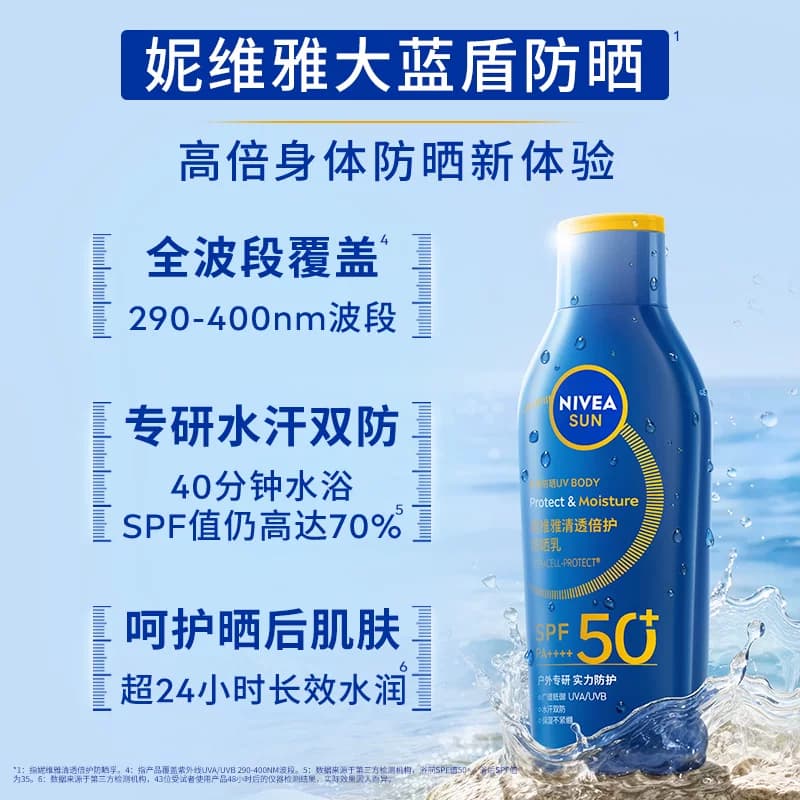妮维雅高倍大蓝盾身体防晒防水防汗清爽轻薄不粘敏感肌户外SPF50+ - 缩略图3