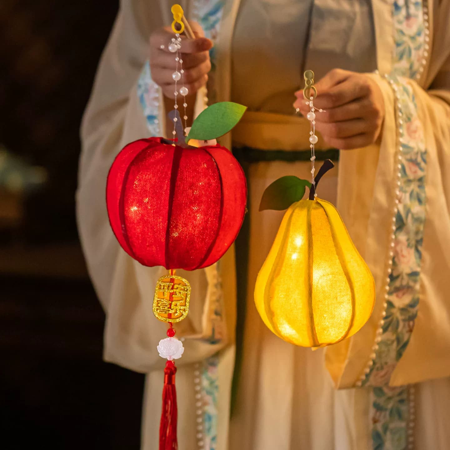 中秋节灯笼手工diy古风柿柿如意花灯新款儿童手提水果布面柿子灯 - 缩略图2