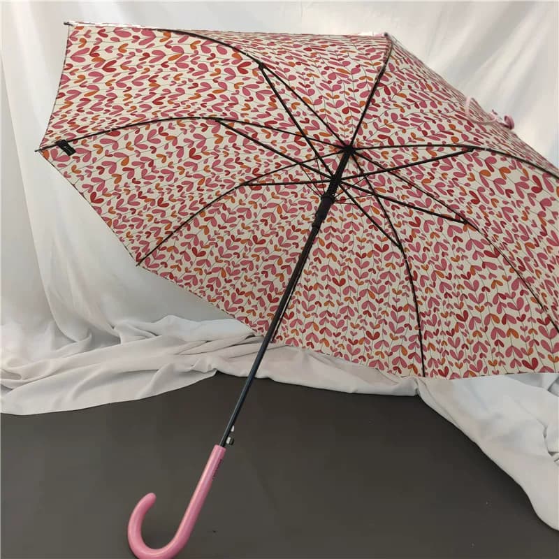 敲美奶昔粉少女心韩国原宿ins三色堇长柄雨伞自动抗风直杆外贸伞 - 缩略图2