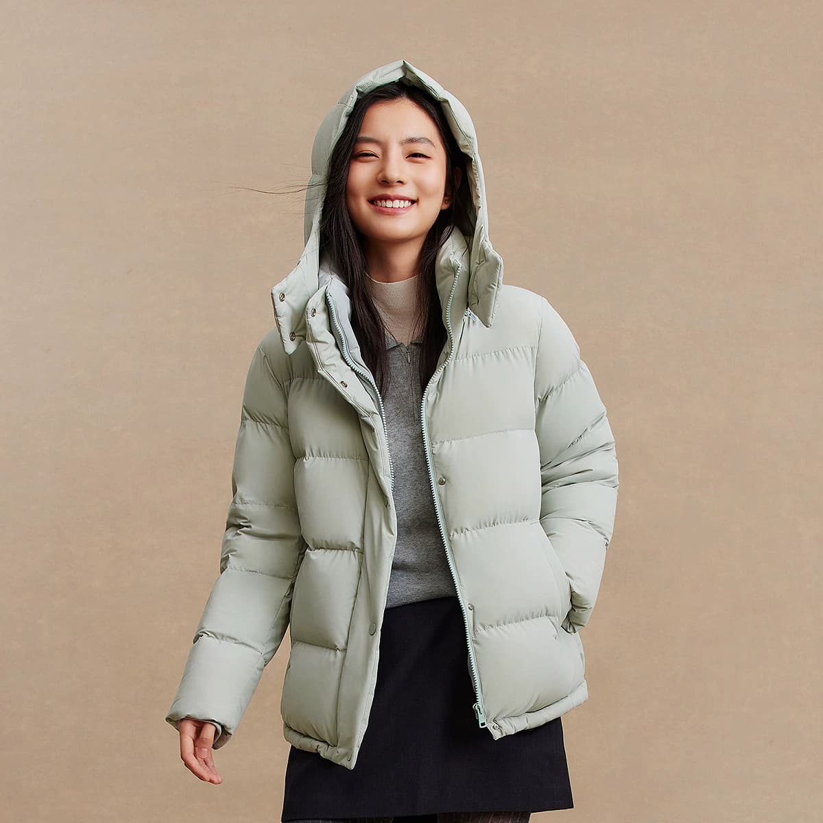 【白月光】波司登新款短款羽绒服女可拆卸帽后收腰弹力保暖显瘦 - 缩略图5