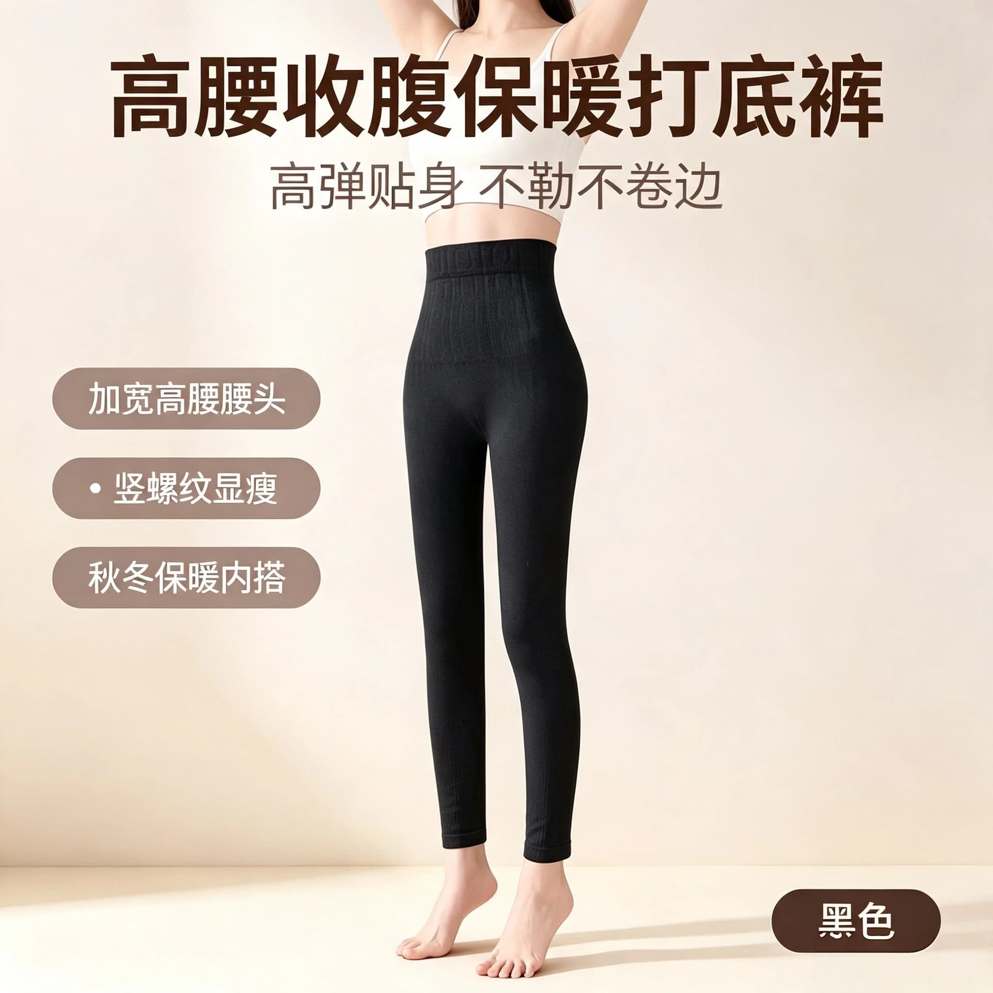 春秋薄款高腰无痕美体打底裤外穿女收腹提臀高弹显瘦保暖大码长裤 - 缩略图2