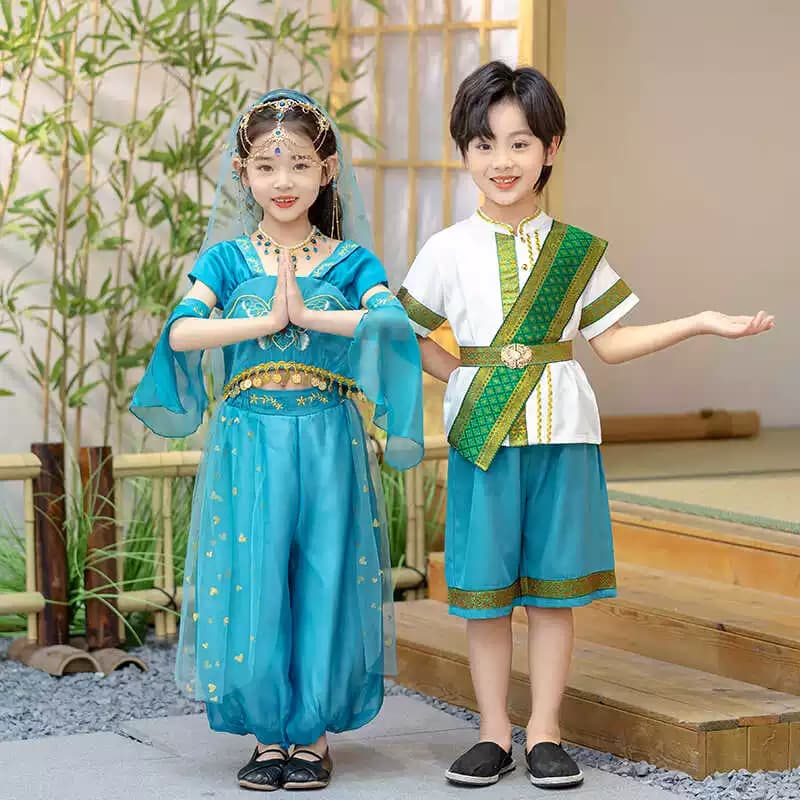 六一儿童少数民族傣族服装男女童夏装泰国印度舞蹈服幼儿园演出服 - 缩略图4