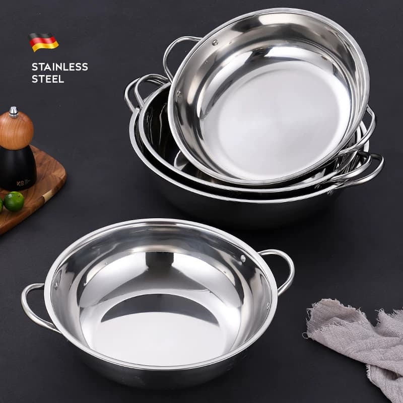 不锈钢火锅盆加厚商用家用双耳火锅锅清汤锅电磁炉专用24CM--40CM - 缩略图2