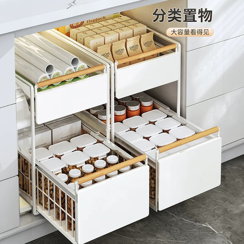 佳帮手超深抽拉置物架厨房调料抽屉式收纳架橱柜拉篮下水槽分层架 - 缩略图4